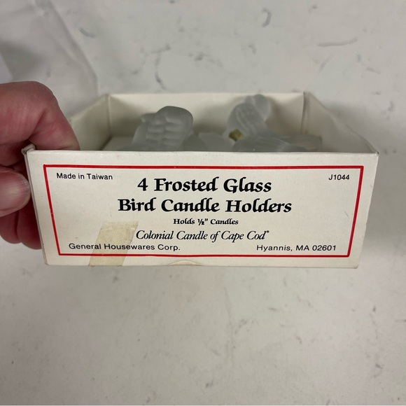 Vintage Set 4 Colonial Candle Cape Cod Small Frosted Glass Bird Candle Holders - Picture 4 of 16